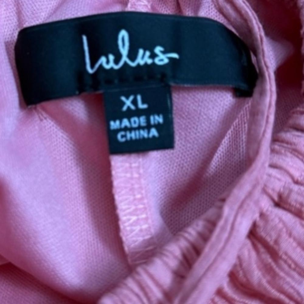 LULUS Effortless Sweetness Rusty Rose Ruched Lace-Up Tiered Midi Dress Sz XL - Picture 12 of 14